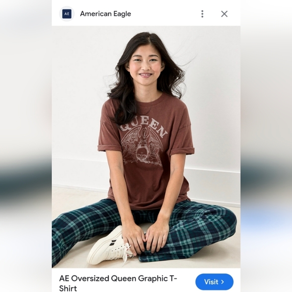 American Eagle Queen Brown Graphic Band T-Shirt - Picture 2 of 12